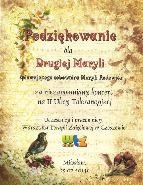 Podziękowanie dla Drugiej Maryli