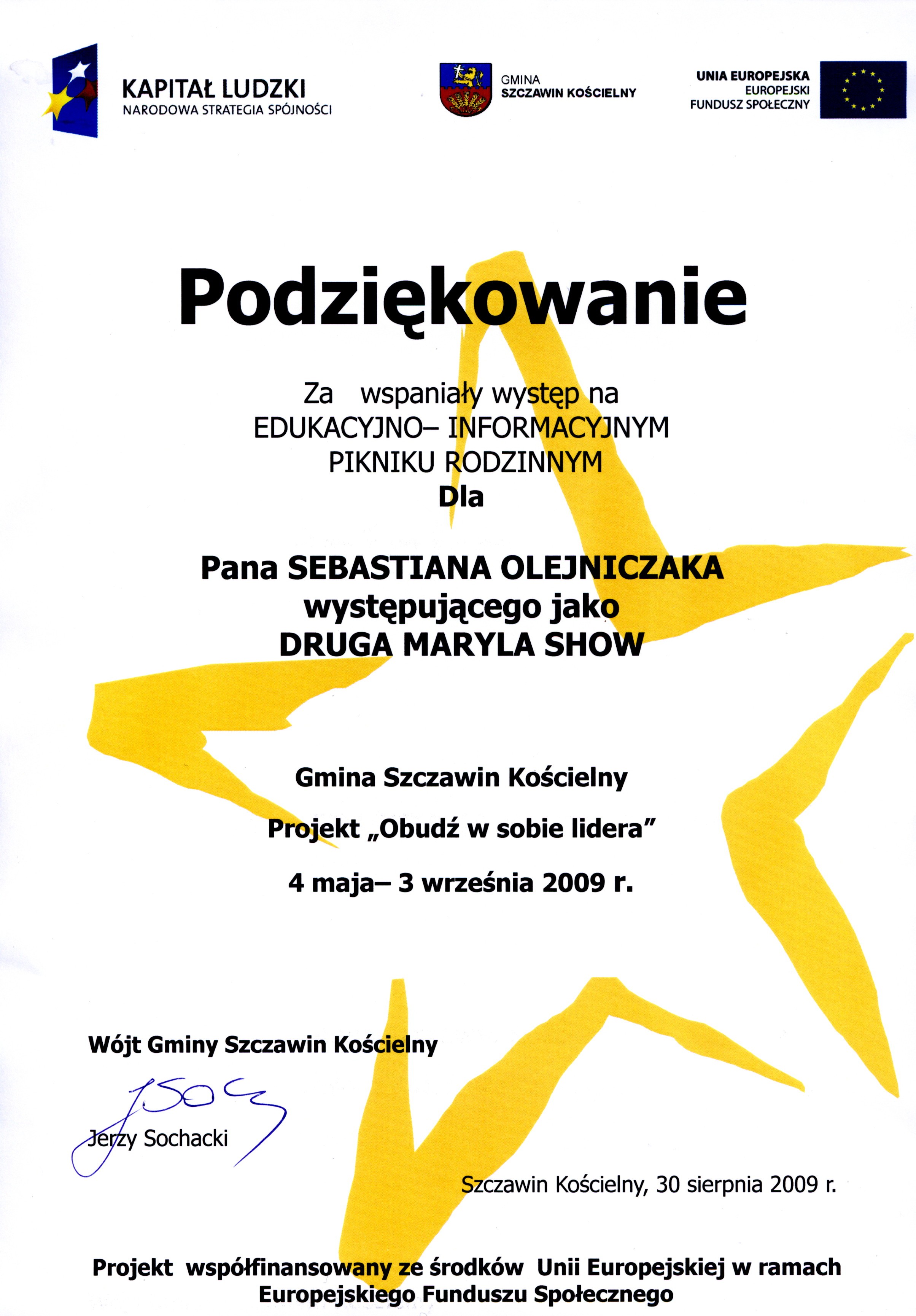 Podziękowanie dla Drugiej Maryli