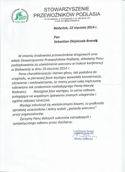 Podziękowanie dla Drugiej Maryli